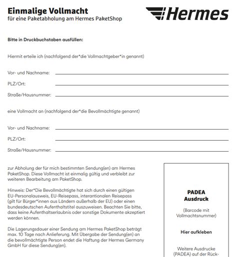 vollmacht paketabholung hermes|hermes vollmacht formular pdf.